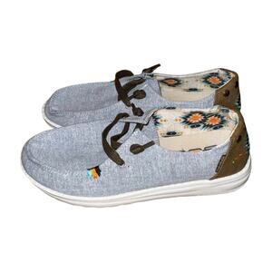 Hey Dude Wendy Rodeo Denim Slip On Aztec Blue Shoes Size 6